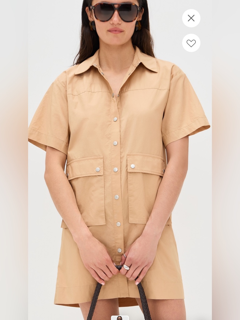Women's Short Sleeve Utility dress in Tan